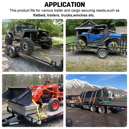 AUH Trailer Stake Pocket Winch Heavy Duty（4 Pack）Stake Pocket Tie Down 16200 LBS Capacity and 5400 LBS Load Limit for Flatbed Trailer Trucks Winches