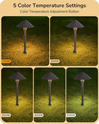 EDISHINE 5CCT Low Voltage Pathway Lights Wired, 8 Pack 2700K-5000K LED Landscape Lighting, 12V AC/DC 3W 160LM Die-Cast Aluminum Waterproof Outdoor Landscape Path Lights for Sidewalk Garden Yard