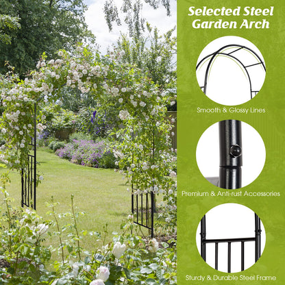 S AFSTAR Metal Garden Arch, 7.2ft/86 Outdoor Arbor for Various Climbing Plant Flower, Arch Trellis for Wedding Garden Bridal Party Festival Decoration, Easy-to-Assemble