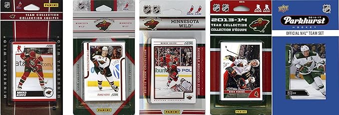 NHL Minnesota Wild Men's 5 Different Licensed Trading Card Team Sets White