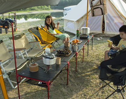 iClimb 2 Extendable Folding Table and 1 Pack Connecting Plates and 2 Lantern Hanger Bundle, Ultralight Compact for Camping Backpacking Beach Concert BBQ Party