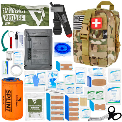 CareTac 175‑Piece Advanced Trauma Kit with CAT Gen 7 Tourniquet + 3 Compressed Gauze Bundle