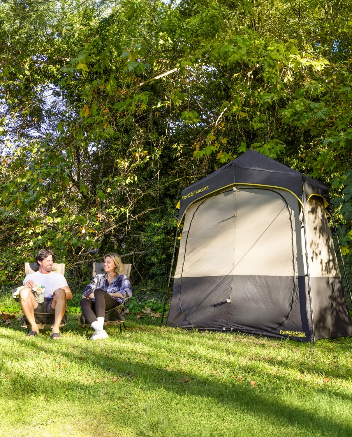 FanttikOutdoor Zeta A2 Pro Shower Tent 2 Rooms, Portable Privacy Shelter for Shower & Dressing, Instant Setup in 60 Seconds with Rainfly & Windproof, Ideal for Camping & Hiking, Fishing, Beach