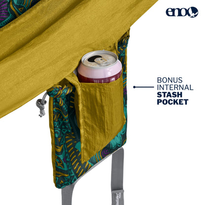 ENO DoubleNest Hammock - Lightweight, Portable, 1 to 2 Person Hammock - for Camping, Hiking, Backpacking, Travel, a Festival, or The Beach - Mantra/Gold