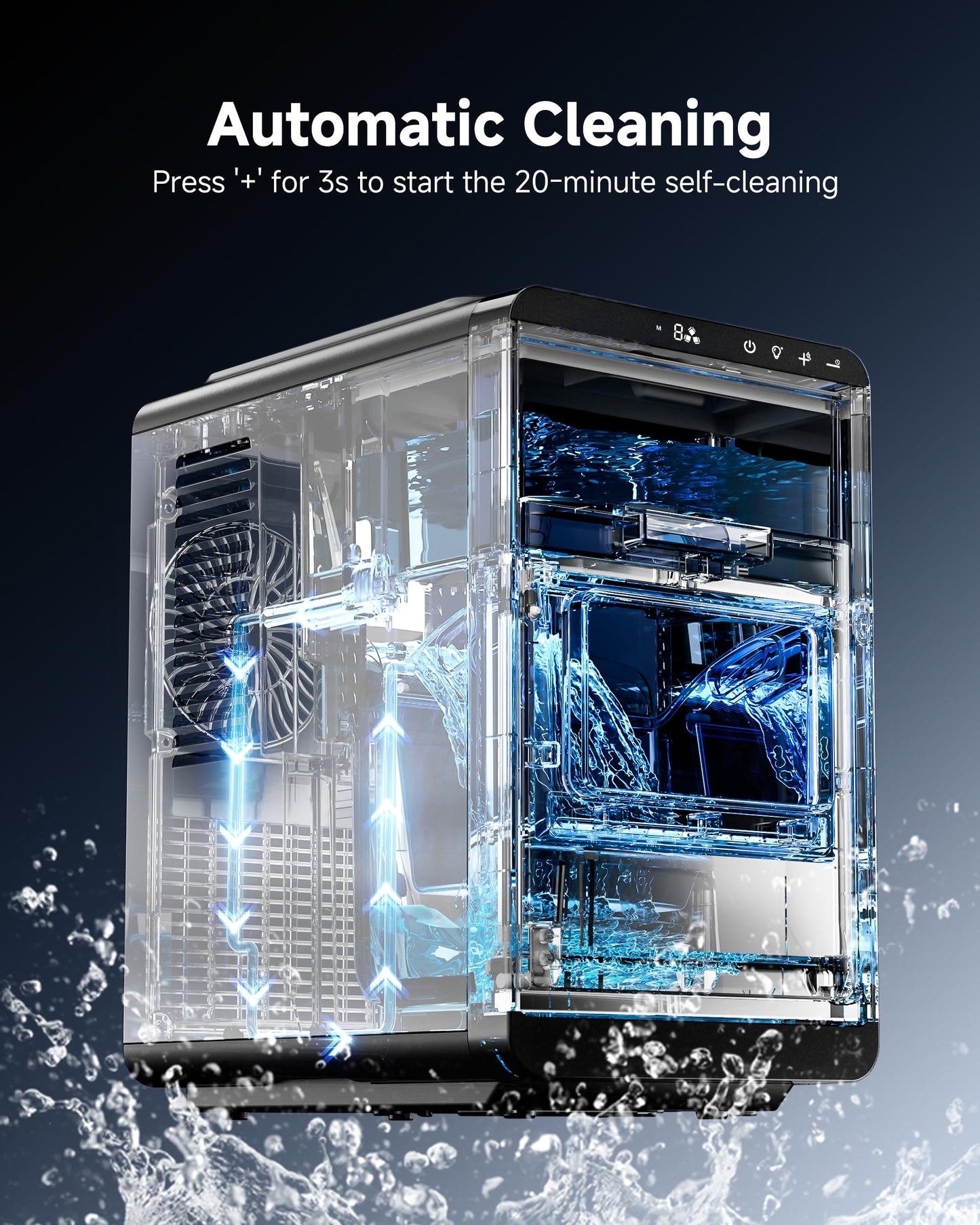 ICEVIVAL Crescent Ice Maker Countertop, 35Lbs/24H, Clear Ice Maker with Self-Cleaning & Timer, 16 Crystal-Clear Ice in 12 Mins, Countertop Ice Makers for Home, Office or Party