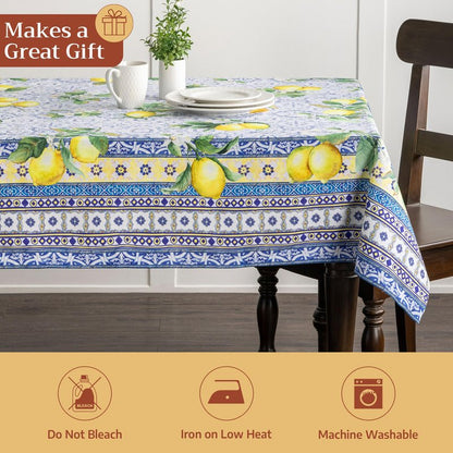 Maison d' Hermine Table Cloth Rectangle Table 100% Cotton 60 x 120 Inches Tablecloth Reusable Decorative for Dining Kitchen Room Farmhouse Home Gifts for Mothers Day Spring Summer - Citrus