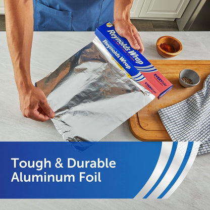 Reynolds Wrap Everyday Strength Aluminum Foil Roll, Freezer Safe and Grill Safe, Great for Foil Packets and Home Cooking, 12 Inches Wide, 30 Total Sq. Ft.