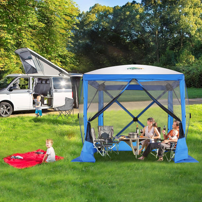 COBIZI 6x6 Pop up Gazebo Tent on Clearance, Ez up Waterproof Screen Tent Screen House with 3 sidewalls,Portable Outdoor Canopy with Carry Bag & Ground Stakes for Camping,Garden and Picnics, Blue
