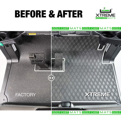 Xtreme Golf Cart Mats Rubber Floor Mat Compatible with Club Car Precedent (04-25), Onward & Tempo (17-25), Villager & V4L (19-24) Golf Cart Models | Full Coverage Liner Protection - Grey Trim