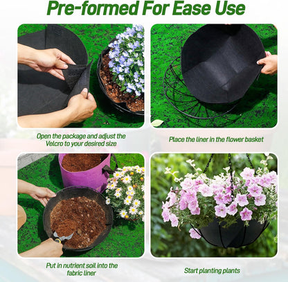 Skiennix 12-Inch Fabric Planter Basket Liners - Eco-Friendly Felt Replacement for Hanging Baskets