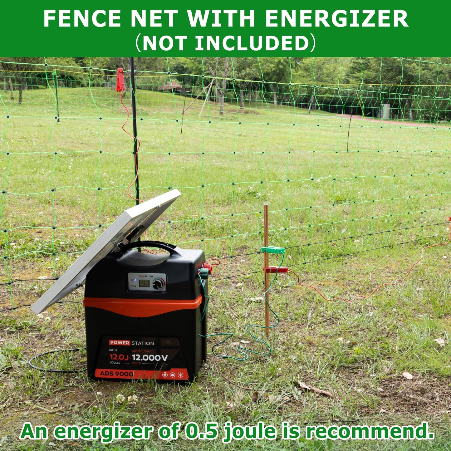 Electric Fence Netting, 42.5" H x 164' L, Larger Animals Electric Fencing for Backyards, Homesteaders, Farms, Ranches, Gardens