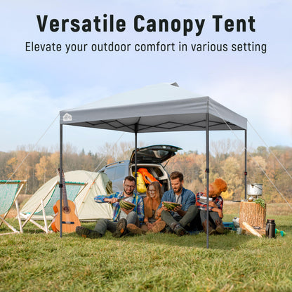 Vibemo Canopy Tent 10x10, 1-Person Setup Pop Up Canopy Tent with Roller Bag, 3 Adjustable Height, 4 Sandbags, 8 Stakes, 4 Guylines, Waterproof and UPF50+ Sun Protection Outdoor Canopy for Party，Beach