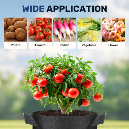 Simple Deluxe Grow Bags 5 Gallon 5 Pack Planter Pots with Handles, Thickened Nonwoven Fabric Aeration Cloth Bag, Heavy Duty Gardening for Tomoato, Potato, Vegetable, Herbs and Flowers, Black