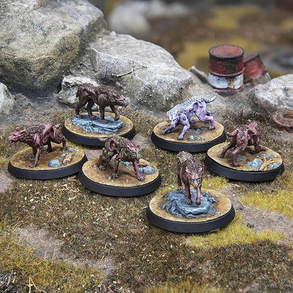Modiphius Entertainment: Fallout: Wasteland Warfare Creatures: Mongrel Scavenging Pack - 6 Figures Unpainted 32mm Multi-Part Resin Miniatures RPG