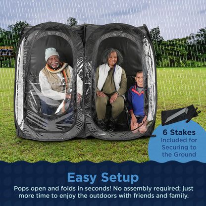 WeatherPod® Side-by-Side™ 2 Person Pop-Up Sports Tent Pod - The Original Shark Tank Instant Setup All-Weather Pod Shelter for Outdoor Sports, Rain, Wind & Cold
