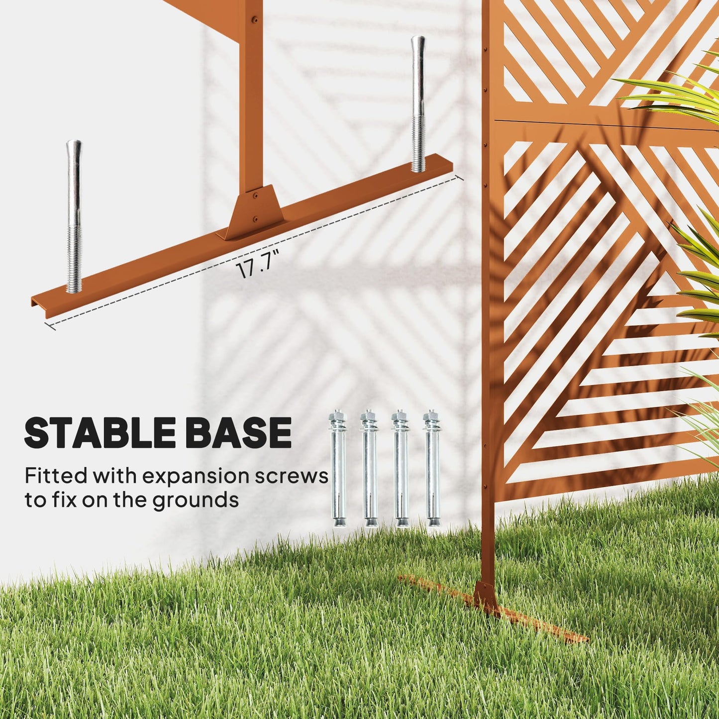 Outsunny Metal Outdoor Privacy Screen, 78" H x 48" W Decorative Privacy Fence Screen, Freestanding Outdoor Divider with Stand, Climbing Plant Trellis for Garden Walkway, Balcony, Patio, Rhombus Brown