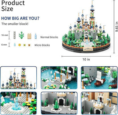 Magic Princess Blue Castle Micro Building Blocks Set for Women Architecture and Collection Model Creative Display Gift for Adults and Ages 14+ 3600 PCS