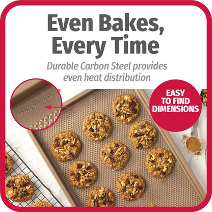 GoodCook BestBake Nonstick Textured Carbon Steel Cookie Sheet, 11" x 17", Large Baking Sheet, Even Heating, Scratch-Resistant, Non-Toxic, Durable, Ideal for Baking and Sheet Pan Dinners