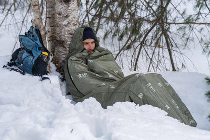 SOL Escape Bivvy with Hood - Emergency Preparedness Blanket - Reflects Up to 70% Body Heat - Outdoor Survival Bivvy - Water Resistant - Durable & Breathable - Winter Camping Supplies - Green
