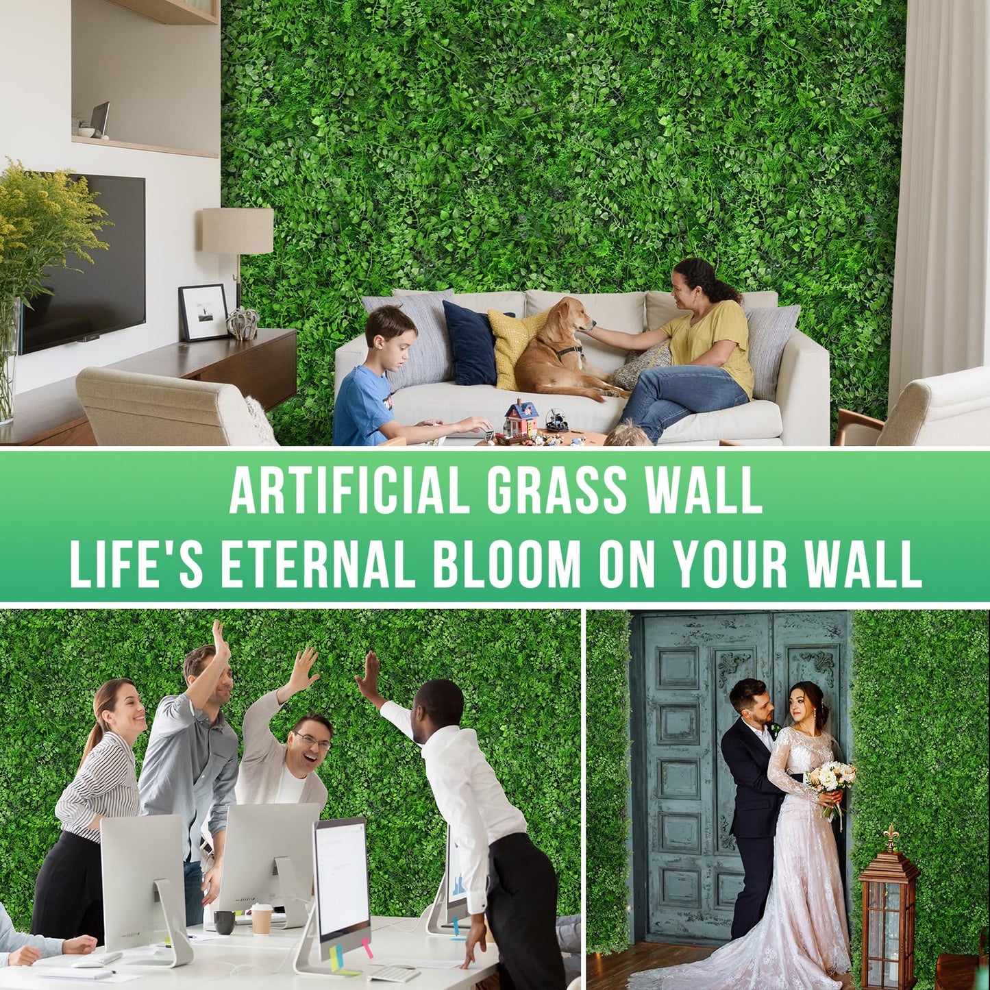 Grooy 20"x20" Artificial Hedge Grass Wall, 12PCS Boxwood Panels(33.33 sq.ft), Greenery Backdrop Panles, UV Protected Privacy Fence Screen, Green Wall Decor for Outdoor Indoor Wedding Décor