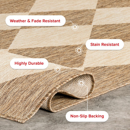 nuLOOM Outdoor Performance Collection Sabina Trellis Brown/Ivory, 8' x 10', Soft and Cozy, High Traffic, Stain Resistant, Easy Clean, Durable Area Rug for Indoor/Outdoor Patio, Deck, Porch, Garden