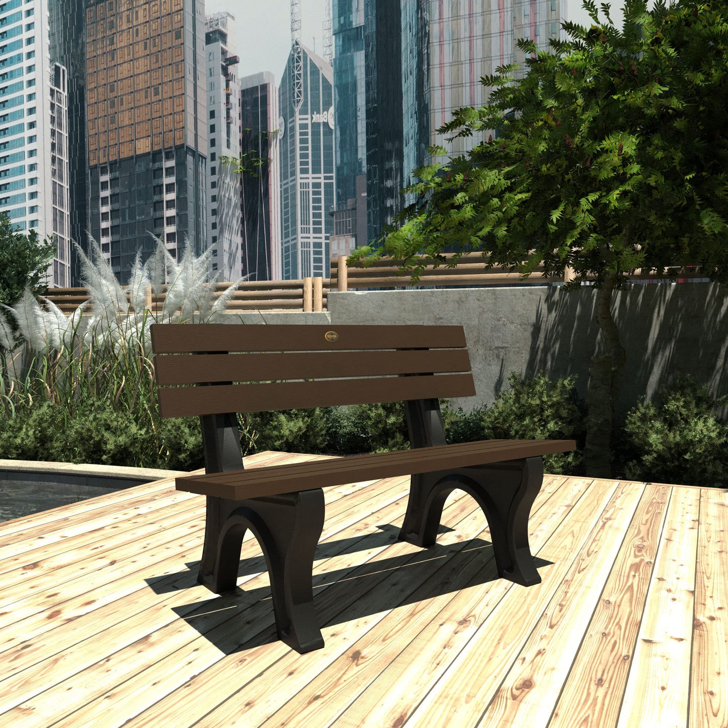 Sequoia Professional Aurora 4 ft Park Bench, Weathered Acorn