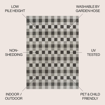 JONATHAN Y Geometric Bold Gingham Indoor Outdoor Area Rug 8X10 Black/Cream, Darcy Traditional for Backyard, Patio, Porch, Easy-Cleaning, High Traffic, Pet-Friendly, Non-Shedding (TSN201A-8)