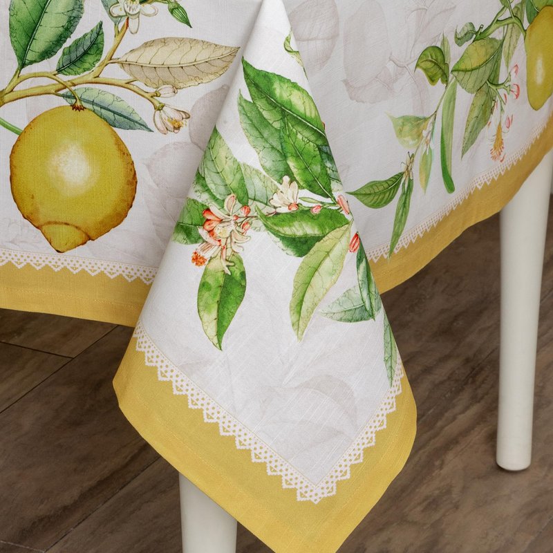 Maison d' Hermine Table Cloth Rectangle Table 100% Cotton 70 x 90 Inches Tablecloth Reusable Decorative for Dining Kitchen Room Farmhouse Home Gifts for Mothers Day Spring Summer - Limoncello