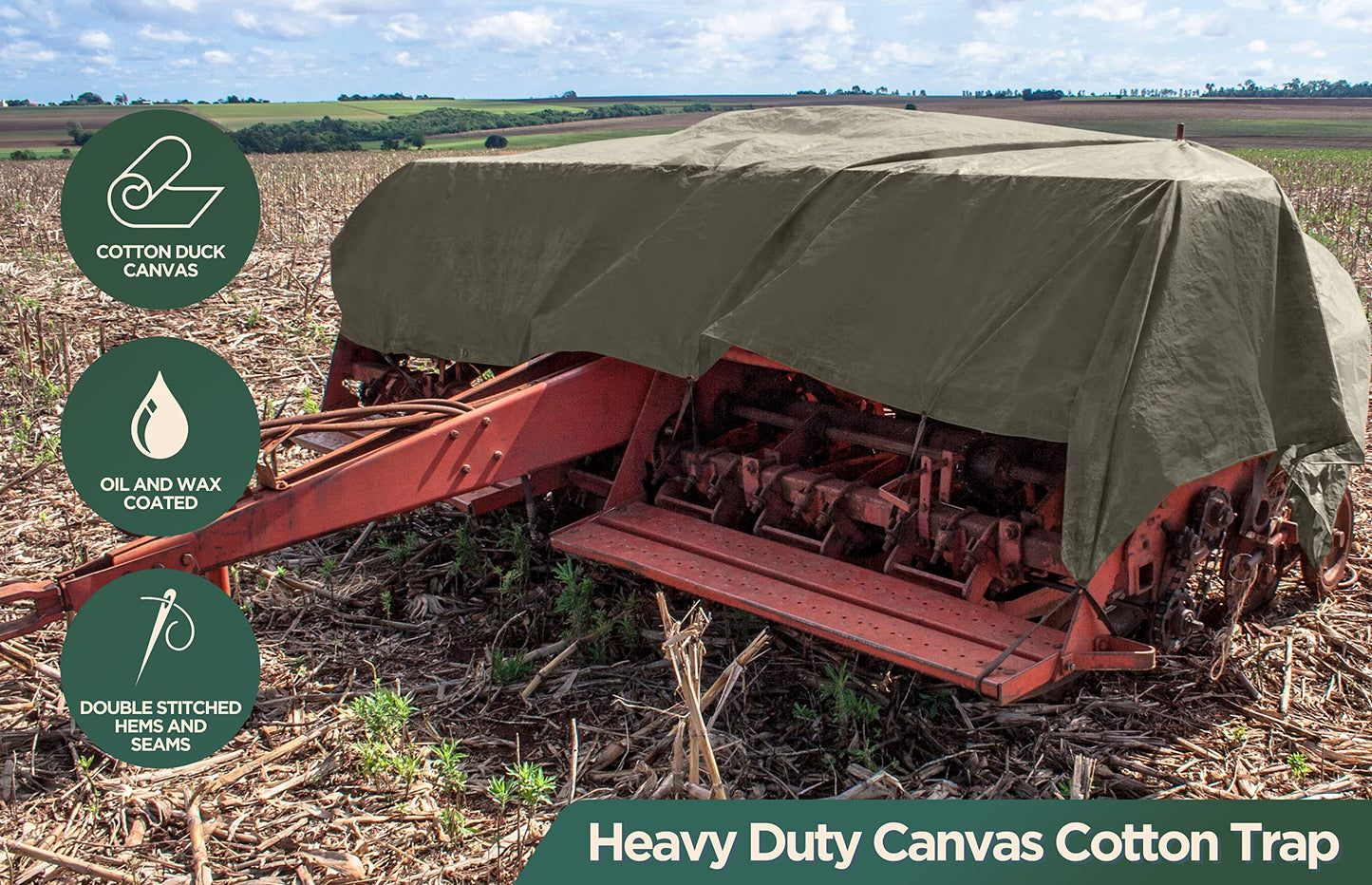 CCS Waterproof Canvas Tarp Cover (21oz) – Heavy Duty Duck Cloth, Waxed Canvas Tarpaulin with Rustproof Brass Grommets for Camping, Construction, Equipment & Outdoor Use (Olive Drab, 12x20 Ft)