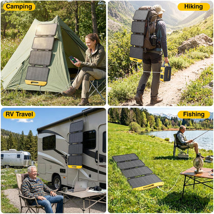 VTOMAN 40W Solar Panel Foldable Portable Small Solar Panel Charger with USB-C and USB-A Outputs for Phone, Tablet, Jump 100/FS300 Portable Power Station - Waterproof for Camping, Hiking,Backpacking