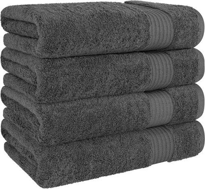 Cotton Paradise Extra Large Soft Plush Turkish Bath Towels Set - 4 Piece Dark Gray Collection