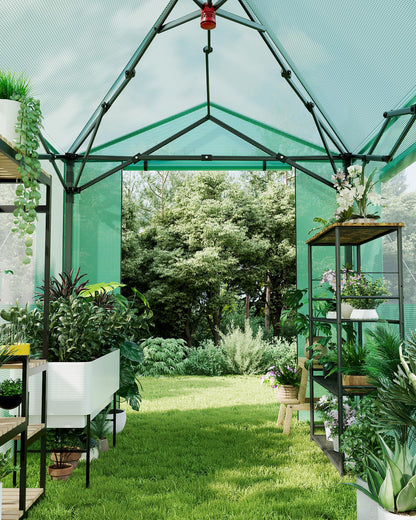 6x8 FT Pop-Up Greenhouse with Durable PE Cover, 96"x72" Large Grow Tent for All Seasons | Features Zippered Doors & Mesh Windows for Indoor/Outdoor Plants, Easy to Assemble (Green)