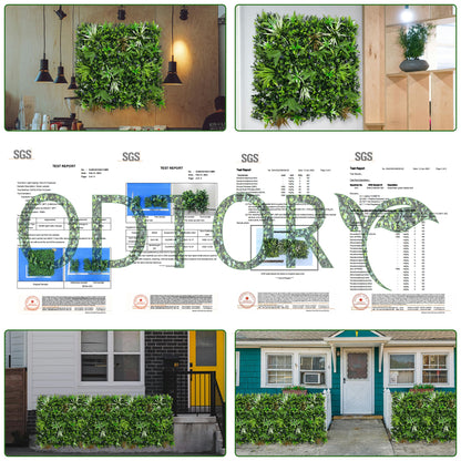 ODTORY Artificial Boxwood Topiary Hedges Panels: 20'' x 20'' 12P UV-Protected Privacy Faux Grass Backdrop Fence Screen for Patio, Balcony, Garden, Backyard Indoor Outdoor Green Wall Decor