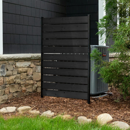 5ft H x 3.2ft W (1 Panel) No Dig Enclo Concord Charcoal Wood Privacy Screen, Great to Hide Trash Cans, Decorative Patio Screen, Outdoor Privacy Fence Panel, Air Conditioner Barrier, EC18049