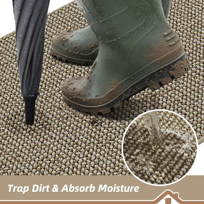 BEQHAUSE Dirt Trapper Door Mat - Non-Slip, Washable, Absorbent | 36" x 60", Light Beige for Entryway