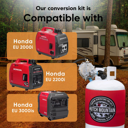 Hutch Mountain Generator Propane Conversion Kit Honda EU2000i - Dual-Fuel Conversion for Propane & Gasoline - Portable Generator Backup Kit for Home Emergencies, Camping, and RVs