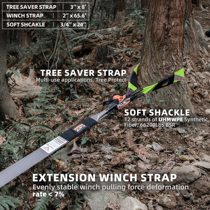 ALL-TOP Recovery Pack Extreme 11in1: Water-Resist Offroad Gear Bag with Recovery Strap Kit(3), Damper, 2 Soft Shackles, SK Hitch Mount, Forged Pulley, Deflator & Gloves