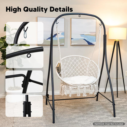 SUNCREAT Hammock Chair Stand, Heavy-Duty Steel Hammock Stand, 400 lbs Capacity, Adjustable Height, Dual-use Swing Stand for Outdoor Indoor, Hammock Chair not Included, Black