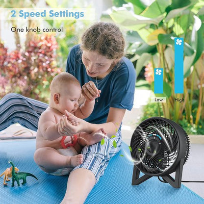 Dr.Prepare 8-Inch Desk Fan - Powerful & Quiet Tabletop Cooling Fan for Home & Office, Black