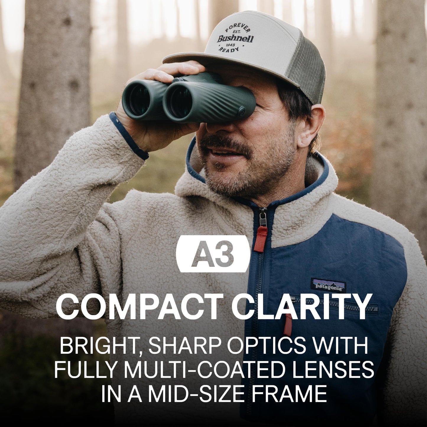 Bushnell A3 8x32 Compact Binoculars for Adults & Kids, Waterproof, Fogproof, 8X Magnification, Fully Multi-Coated Lenses & Rubber Armor - Folkstone Gray