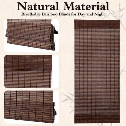 ALIMOO Cordless Bamboo Blinds Roman Shades Natural Weave Lift Up Bamboo Blinds for Indoor Outdoor Windows Home and Garden Patio Easy Installation 48W*72L