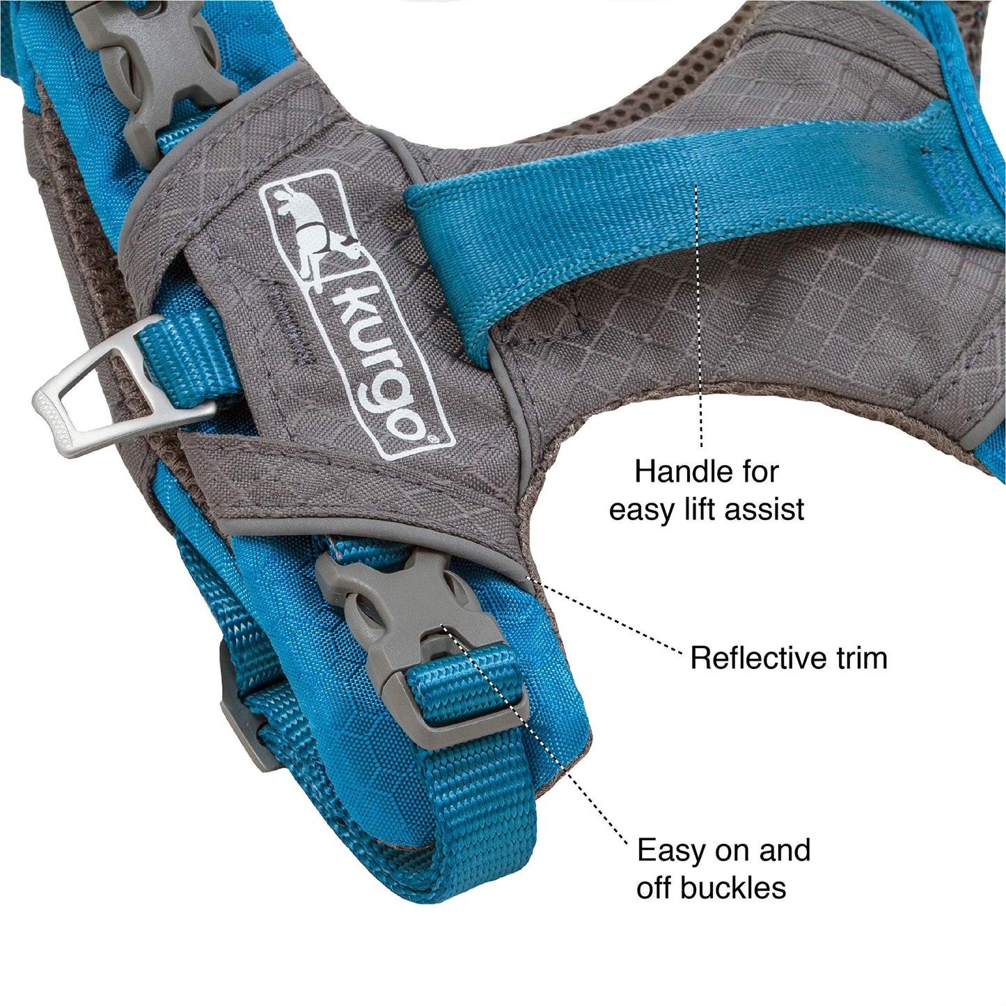 Kurgo Journey Air Dog Harness, Vest Harnesses for Dogs, Pet Hiking Harness for Running & Walking, Reflective, Padded, Includes Control Handle, No Pull Front Clip (Purple, Large)