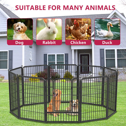 Jhsomdr Dog Playpen 32 inch 10 Panels Portable Pet Fence Outdoor for Yard Indoor Dog Pen for Medium/Small Animals, Large Pet Puppy Playpen Heavy Duty Pet Fence for RV Camping, Yard
