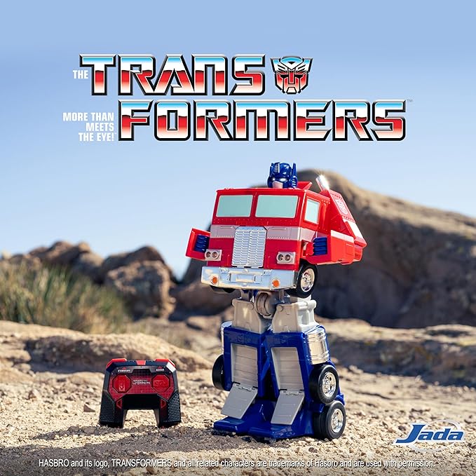 Jada Radio Control Transformers Optimus Prime Convertible 34 cm 2 Channel 2.4 GHz RC Truck Light and Sound Moves in All Directions Transforms into Robot +8 Years (9333521314R00)