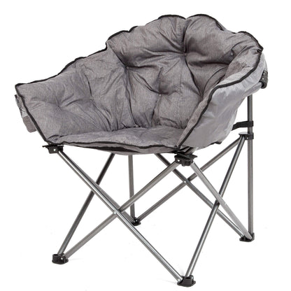ARROWHEAD OUTDOOR 500lb Portable Folding Double Duo Camping Chair Loveseat Bundle with MacSports 375lb Padded Cushion Outdoor Folding Lounge Patio Club Chair, Gray