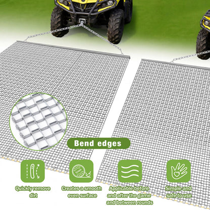 Otoolling Heavy Duty Drag Mat, Baseball Field Drag ATV/UTV Zinc Plated Field Surface Leveling Steel Mesh Infield Multi Surface Mat for Driveway Farm Garden Baseball Football(4'5'' X 5')