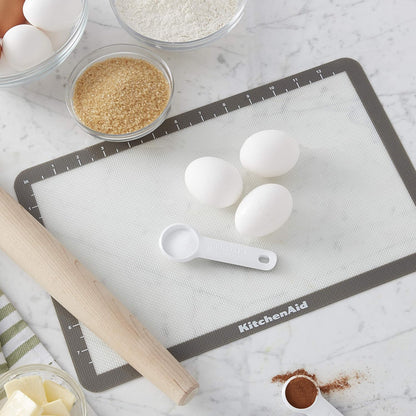 KitchenAid Silicone Baking Mat - Durable 9x14-Inch Gray Cooking Surface for Easy Baking