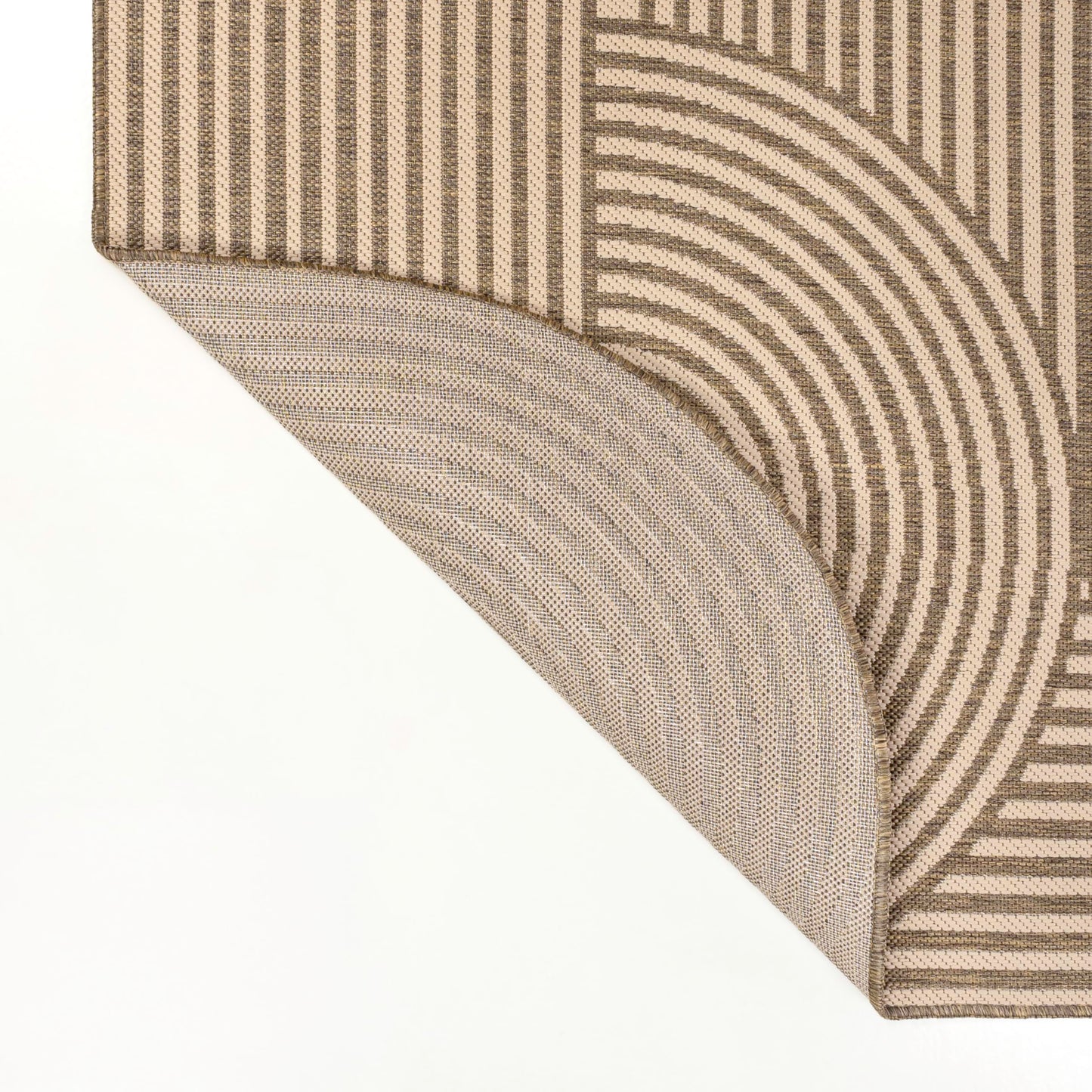 JONATHAN Y Geometric Arch Stripe Indoor Outdoor Area Rug 5X8 Beige/Brown, Margot Modern for Backyard, Patio, Porch, Easy-Cleaning, High Traffic, Pet-Friendly, Non-Shedding (SHP201A-5)