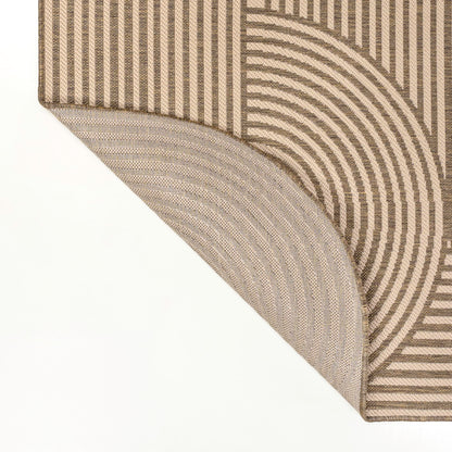 JONATHAN Y Geometric Arch Stripe Indoor Outdoor Area Rug 5X8 Beige/Brown, Margot Modern for Backyard, Patio, Porch, Easy-Cleaning, High Traffic, Pet-Friendly, Non-Shedding (SHP201A-5)
