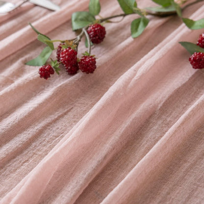 Keketoarrange 10pcs Dusty Pink Gauze Rustic Cheesecloth Table Runner 120 Inch 10 FT for Wedding Baby Shower Bridal Shower Birthday Engagement Garden Outdoor Party Long Sheer Boho Decorations